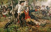 Frederick Coffay Yohn This is an image of an oil painting titled Herkimer at the Battle of Oriskany. Although wounded, General Nicholas Herkimer rallies the Tryon County Mi oil painting